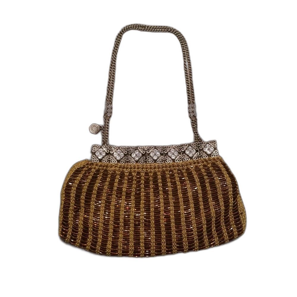 Clara Studio Inc. Kasavina Evening Bag Handbag Vintage Chain Handle Jewels Beads